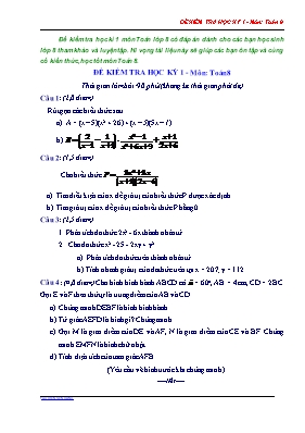Đề kiểm tra học kỳ 1 - Môn Toán 8
